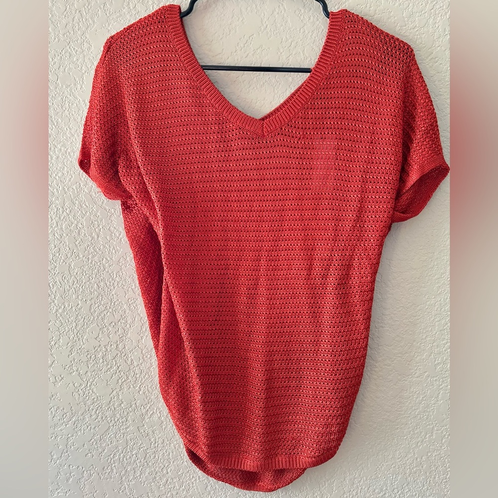 🆕 White House Black Market Double V Dolman Textured Woven Top Burnt Suede | S